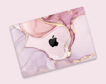 Vinilo para MacBook con diseño de mármol rosa y morado / Adhesivo de mármol de lujo para MacBook Air / Vinilo protector elegante para MacBook / Vinilo de mármol lavanda para MacBook