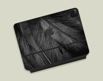 Black Feather Texture iPad Magic Keyboard Skin | Intricate Feather Patterns Skin for Magic Keyboard for iPad Pro | iPad Anti-Scratch Wrap