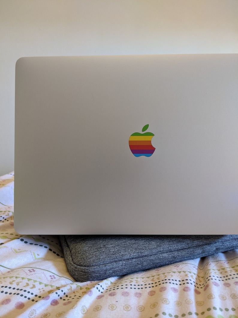 Retro Apple Logo Sticker, MacBook Pro Logo MacBook Air Sticker MacBook Vinyl Apple logo Sticker Apple Accessories image 5