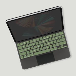 Olive Green iPad Pro Magic Keyboard Decals | Nature Inspired Key Decals | Sleek Design iPad Pro Keyboard Stickers, Perfect Fit Key Protector