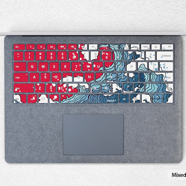 SurfaceBook 2 Keyboard Stickers individual keys Decal Surface laptop Great Wave off Kanagawa Surface Pro 7 Covers Microsoft Skin