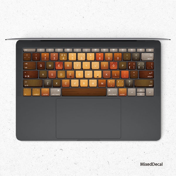 Calcomanía para MacBook - Etiqueta para teclado MacBook Air Vinilo Color Madera Calcomanía para computadora portátil - Piel para MacBook (elija una versión de diferentes países)