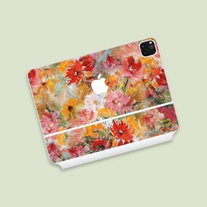 Abstract Flower Beauty iPad Magic Keyboard Skin | Bold Color Fusion iPad Magic Keyboard Cover | Warm Tones Harmony iPad Magic Keyboard Decal