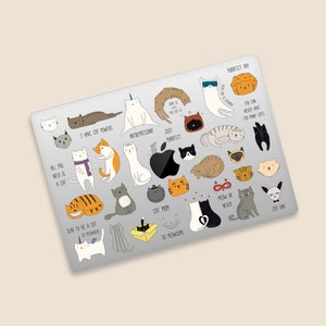 Cute Cat Illustrations MacBook Clear Skin | Playful Cat Theme MacBook Air Skin | Cartoon Cat Art MacBook Skin | MacBook Decal for Cat Lovers
