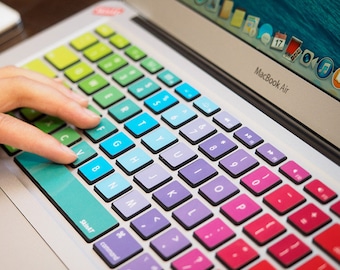 Lebendiges Regenbogen Mosaik Keys Aufkleber für MacBook Keyboard | Bunte MacBook Tastatur Aufkleber | Kreatives Spektrum MacBook Air Tastatur Aufkleber