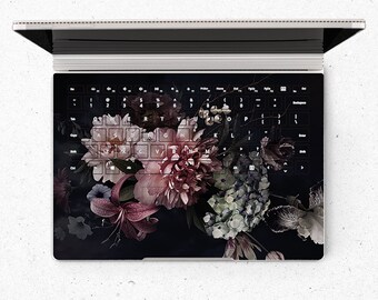 Dark Flowers Microsoft SurfaceBook Keyboard Sticker Surface Laptop Full Keyboard Skin US Layout 3M Vinyl Skin