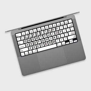 Pegatina para teclado de MacBook con letras gigantes blancas, calcomanía para teclado de MacBook Pro, colores contrastantes, fácil de aplicar, adhesivo 3M, duradera, única