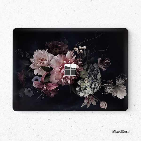 Dunkle Blumenästhetik Laptop-Aufkleber Microsoft Surface Book Skin Surface Laptop-Schutzhülle Ober- und Unterseite 3M Skin