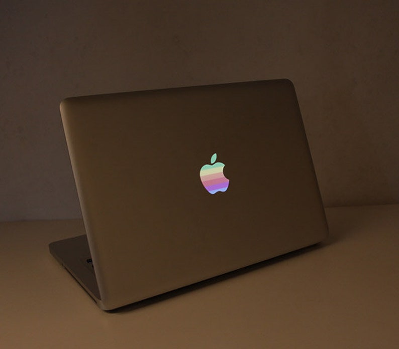 Retro Apple Logo Sticker, MacBook Pro Logo MacBook Air Sticker MacBook Vinyl Apple logo Sticker Apple Accessories image 6