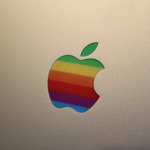 Retro Apple Logo Sticker, MacBook Pro Logo MacBook Air Sticker MacBook Vinyl Apple logo Sticker Apple Accessories image 4