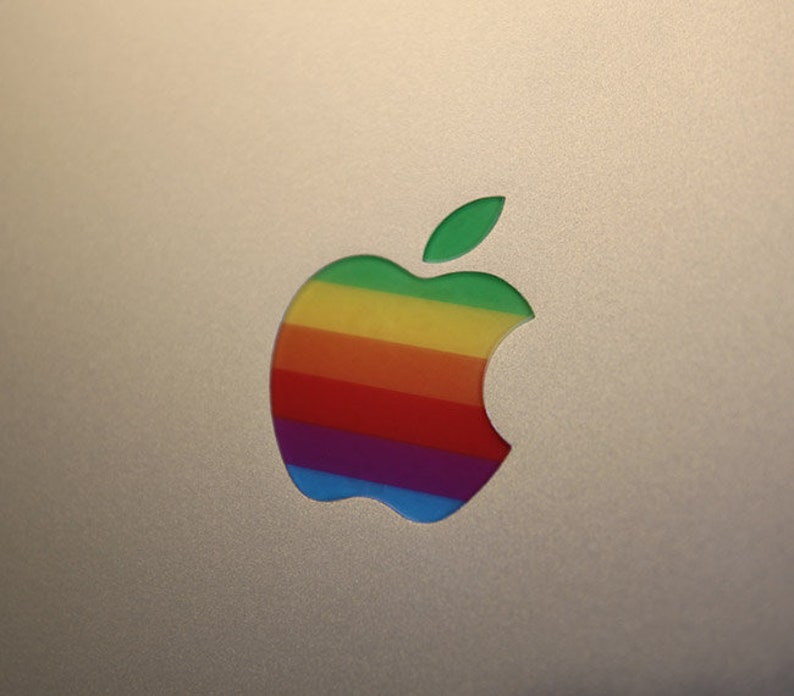 Retro Apple Logo Sticker, MacBook Pro Logo MacBook Air Sticker MacBook Vinyl Apple logo Sticker Apple Accessories image 4