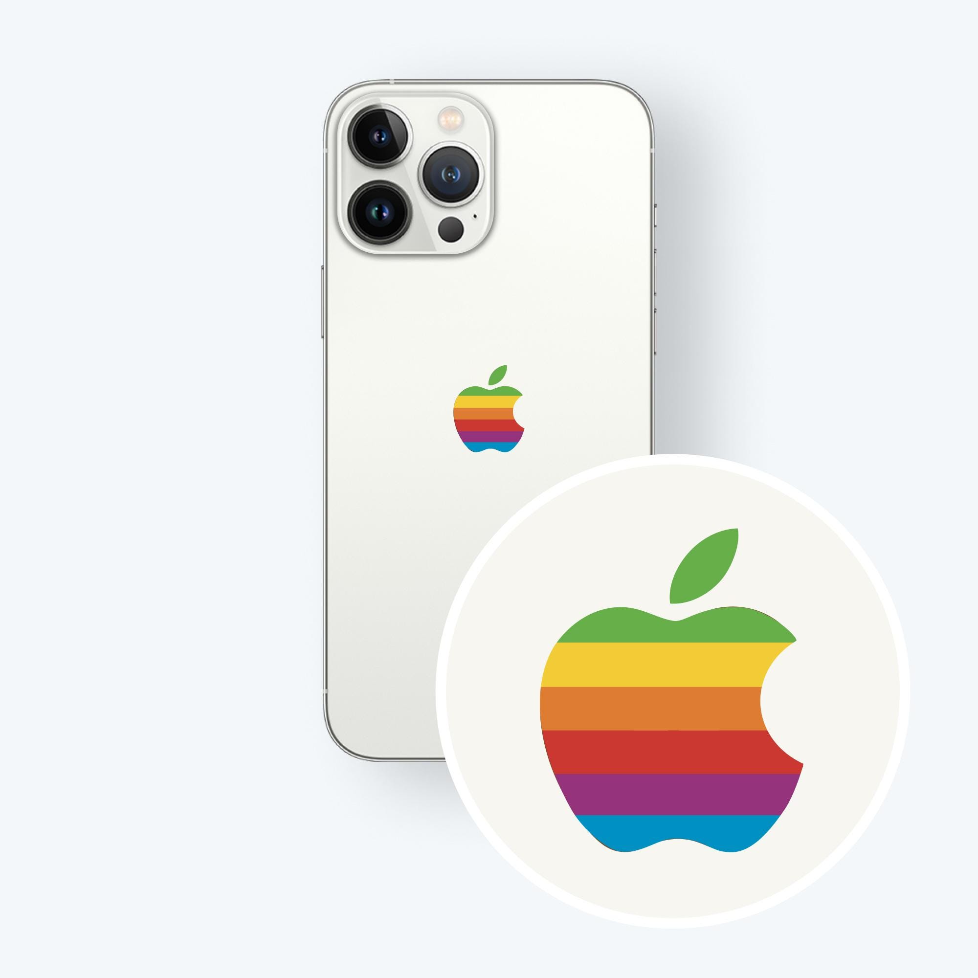 Retro Rainbow Apple Logo Sticker for iPhone | Vintage Retro Rainbow Apple Logo Sticker for iPhone | Vintage