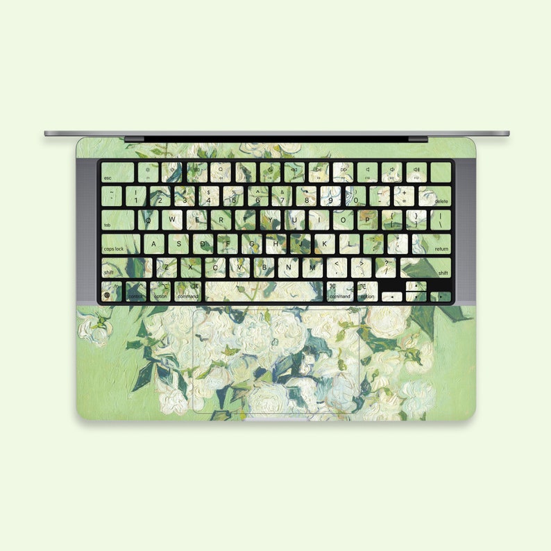 Laptop Skin MacBook Pro Sticker Apple Mac Air Decal Retina Touch Bar Cover MacBook Pro 16 Skin MacBook Pro 15 MacBook Air 13 White rose image 5