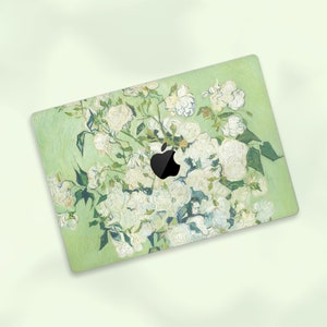 Laptop Skin MacBook Pro Sticker Apple Mac Air Decal Retina Touch Bar Cover MacBook Pro 16 Skin MacBook Pro 15 MacBook Air 13 White rose image 1