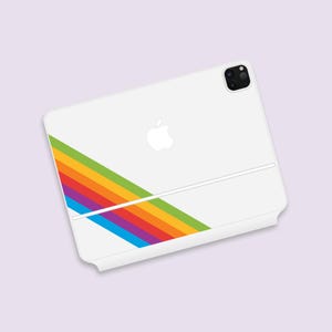 Classic Apple Rainbow Logo Theme Magic Keyboard Clear Skin | Retro Apple Rainbow iPad Magic Keyboard Clear Decal | Apple Inspired Art Decal