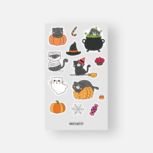 Cat theme Pack Sticker Vinyl Sticker Cute Sticker Cartoon decals Halloween elements