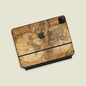 May include: A vintage world map design phone case with a black border. The case features a faded brown and cream colour scheme with a detailed map of the world.