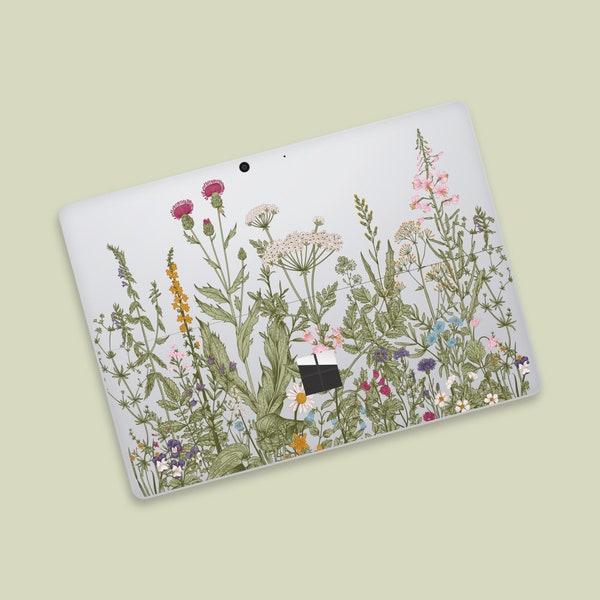 Nature's Blooms Transparent Surface Pro Skin ｜Floral Elegance Surface Decal | Colorful Meadow Surface Pro Skin | Blooming Flowers Art Decal