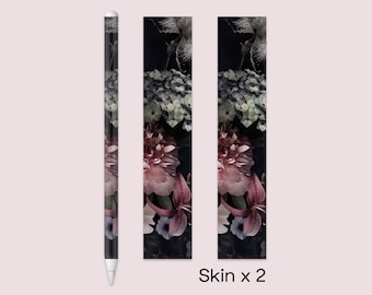 Rich Purple Hues with Soft Pink Petals Apple Pencil Skin | Elegant Florals iPad Pencil Wrap | Rich Purple Floral Art iPad Pencil Decal