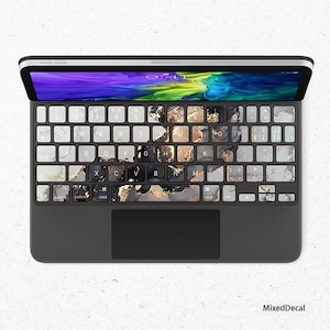 iPad Magic Keyboard Keys Skin iPad Pro 12.9 iPad Pro 11 Skin Gold Marble Individual Stickers