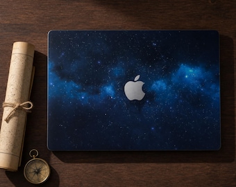 Blau Galaxy MacBook Air Skin, Deep Space MacBook Pro Aufkleber, Sternennebel Laptop Verpackung