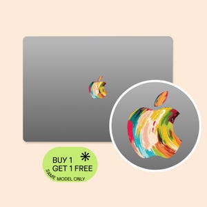 Abstract Brush Strokes MacBook Logo Sticker | Colorful Design Apple Logo Decal | Vibrant Art MacBook, iPad, iPhone Logo Sticker