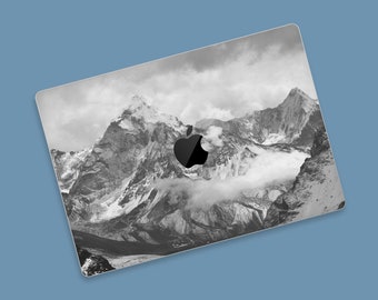 Monochrome Mountains MacBook Skin | Majestic Peaks MacBook Pro Skin | Monochrome Mountain Summit MacBook Skin | Mystic Alpine MacBook Decal