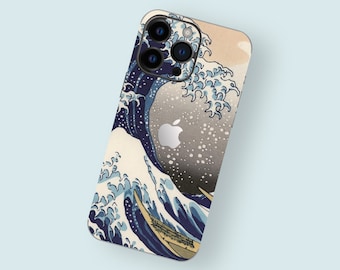 Great Wave iPhone Pro Skin | Hokusai&#39;s Ocean iPhone Decal | Classic Ukiyo-e iPhone Protetive Accessory | Japanese Art iPhone Protective Film