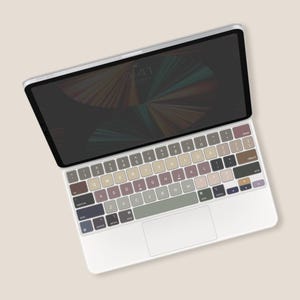 Elegant Morandi Palette iPad Pro Magic Keyboard Key Stickers | Soft Color & Retro-Modern Keyboard Decal for Magic Keyboard for iPad Pro