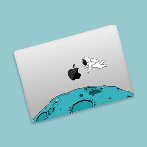 Space Adventure MacBook Clear Skin | Astronaut Theme MacBook Pro Transparent Decal | Playful Moon Surface Design MacBook Air 13,15 M3 Skin