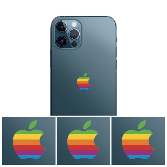 Set of 4 Retro vintage apple logo Decals iPhone 14 logo iPhone 12 Pro Max  iPhone 11 Pro Max, iPhone 11 Pro, iPhone 11, iPhone X