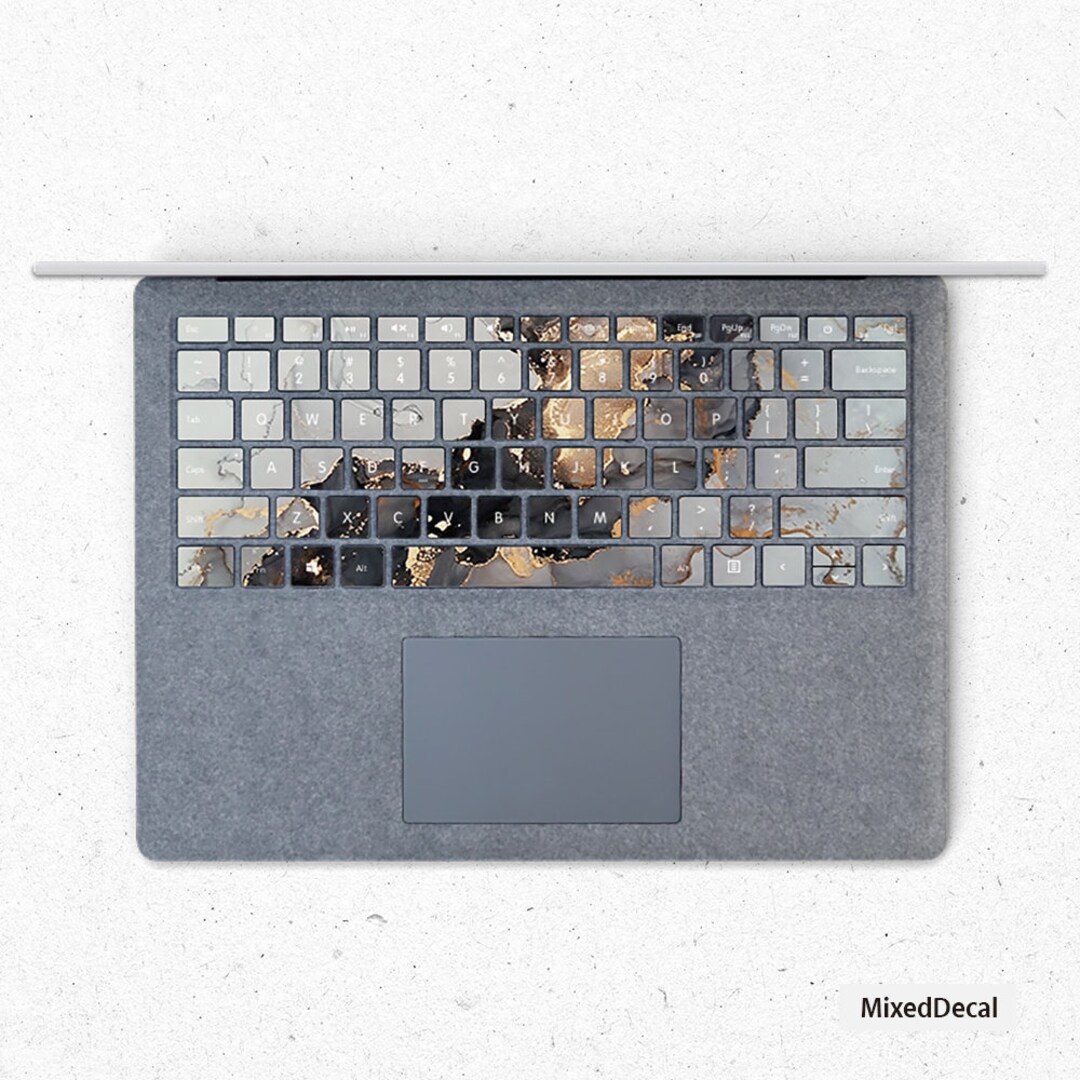 Surface Book 3 Keyboard Stickers Individual Keys Decal Gold Marble
