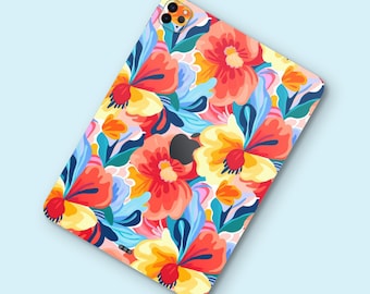 iPad Pro Decal with Bold Floral Design, Ultra-Thin Protection for iPad Pro, Stain & Scratch Resistant, Illustrated Floral iPad Air Skin