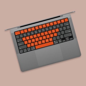 Passionate Keyboard,Unique Style MacBook Keyboard Sticker, Orange-Gray, 3M Adhesive,  Pro ,Accessories for Enhanced Visibility ,No Residue
