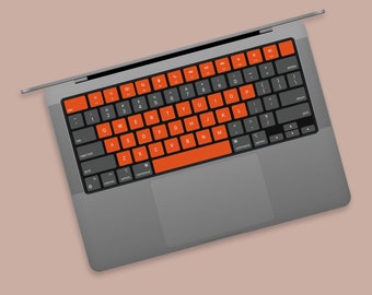 Passionate Keyboard,Unique Style MacBook Keyboard Sticker, Orange-Gray, 3M Adhesive,  Pro ,Accessories for Enhanced Visibility ,No Residue