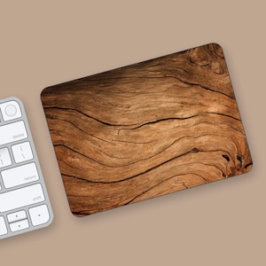 Sticker trackpad magique pomme marron motif grain de bois | Peau de trackpad magique réaliste de conception de bois de construction | Emballage pour trackpad classique finition bois