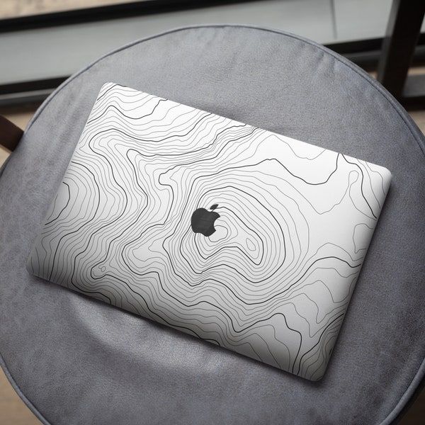 Geographic Contour Map MacBook Transparent Skin | Abstract Topography MacBook Pro Clear Protective Skin | Terrain Lines MacBook Air Decal