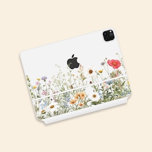 Floral Design iPad Magic Keyboard Clear Skin | Spring Aesthetics & Wildflowers Magic Keyboard for iPad Pro Transparent Protective Skin