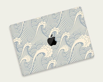 Japanese Wave Pattern MacBook Pro Skin | Traditional Artwork MacBook Air Skin | Classic Wave Pattern MacBook Decal, Anti-Scratch Wrap