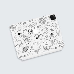 Space Doodle Pattern iPad Pro Magic Keyboard Clear Skin | Cosmic Sketch Design iPad Pro Magic Keyboard Decal | iPad Air Magic Keyboard Wrap