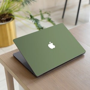 Minimalist Olive MacBook Skin | Elegant Basil Green MacBook Air Film | Professional Matte Finish MacBook Skin | Military Green MacBook Decal