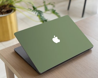 Minimalist Olive MacBook Skin | Elegant Basil Green MacBook Air Film | Professional Matte Finish MacBook Skin | Military Green MacBook Decal
