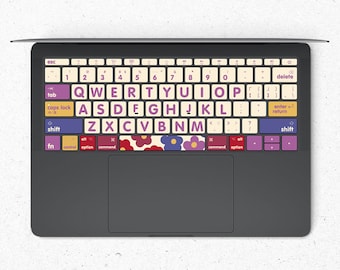 Purple Flower keyboard Stickers Laptop keyboard Cover Vinyl MacBook keyboard Decal MacBook Skin kits MacBook Pro 16 Decals MacBook Pro 13