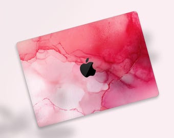 Alcohol Ink Abstract MacBook Skin, Pink Marble Fluid Art Laptop Skin, Abstract Fuchsia MacBook Wrap