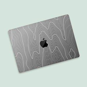Motif de lignes de contour, peau transparente pour MacBook | Esthétique topographique, peau transparente pour MacBook | Oeuvre d'art géographique Housse de protection pour MacBook Air
