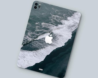 Beach Wave iPad Skin, Aerial Ocean Photography Decal, Travel Nature Cover Wrap for iPad All Sizes