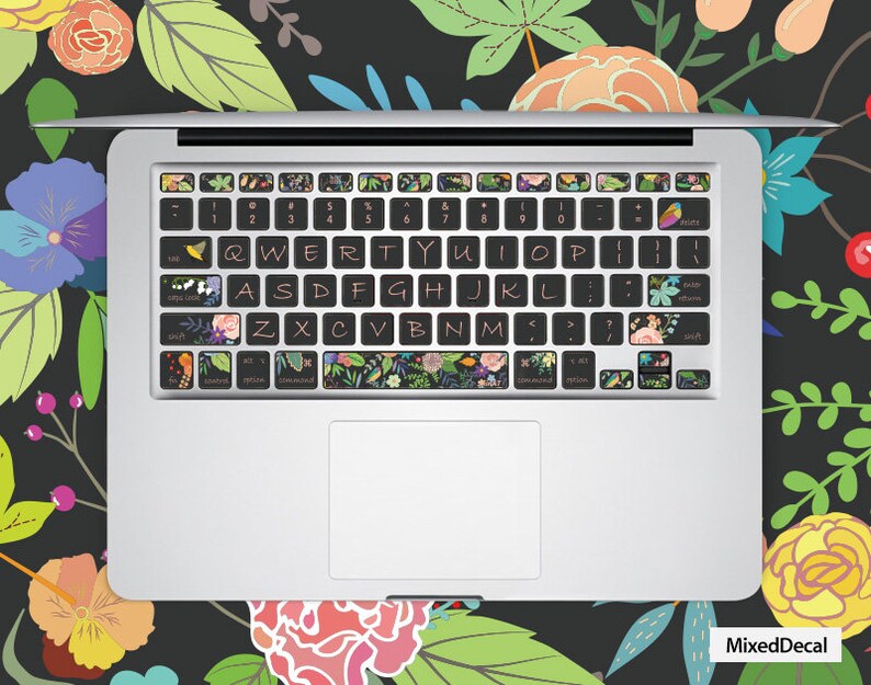 Floral Macbook Keyboard Stickers Macbook Air Skin Macbook Etsy