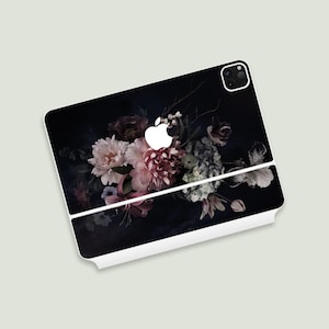 Dark Floral Aesthetics iPad Magic Keyboard Skin | Premium Artistic Floral Magic Keyboard for iPad Cover | Elegant iPad Magic Keyboard Wrap
