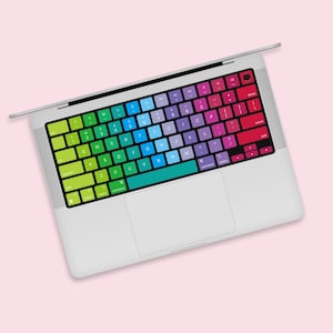 Vibrant Rainbow Mosaic Keys Sticker for MacBook Keyboard Colorful MacBook Keyboard Decal Creative Spectrum MacBook Air Keyboard Sticker image 2