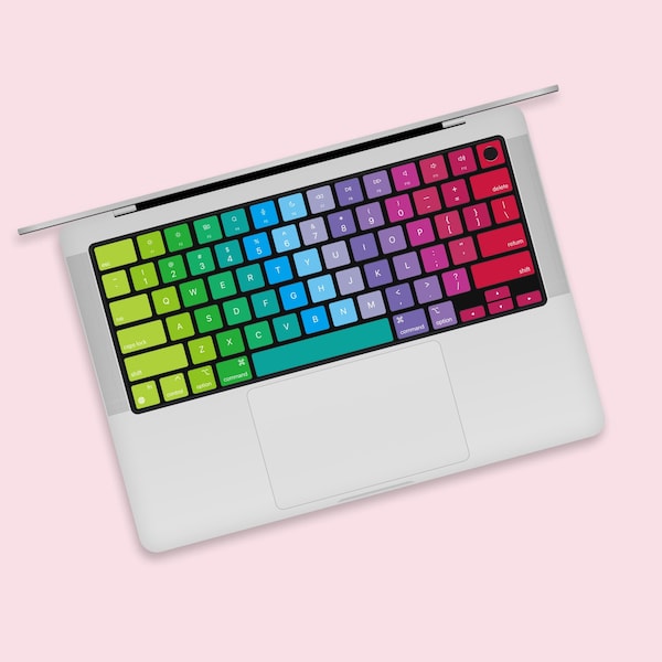 Vibrant Rainbow Mosaic Keys Sticker for MacBook Keyboard | Colorful MacBook Keyboard Decal | Creative Spectrum MacBook Air Keyboard Sticker